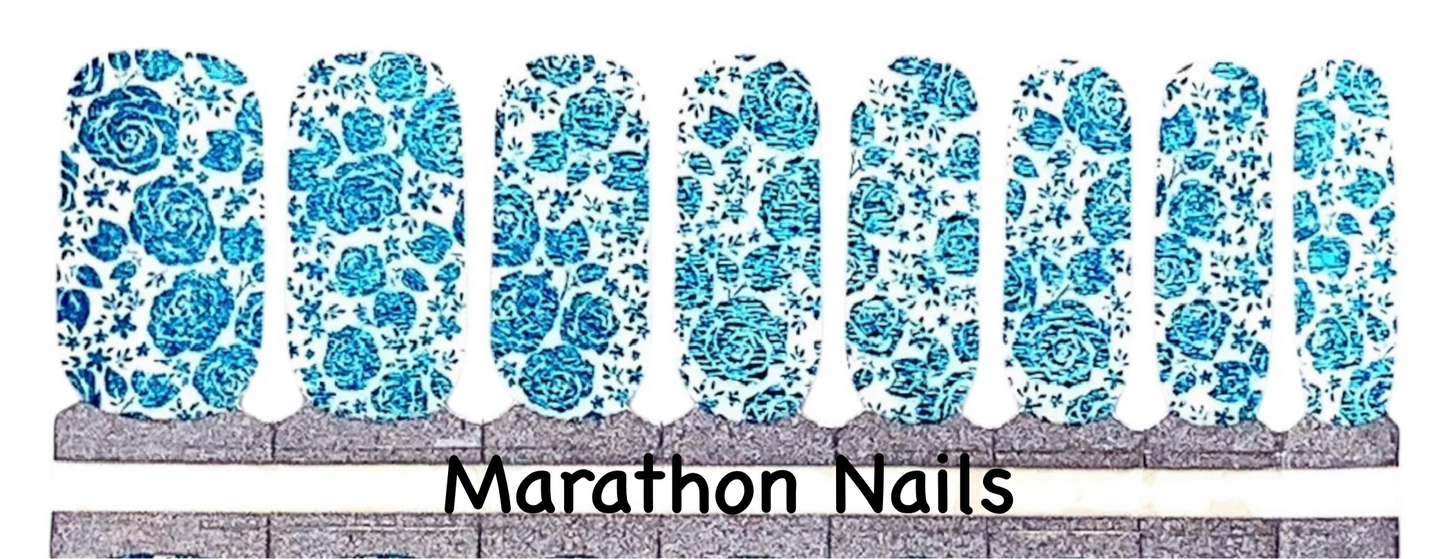 Blue Rose Overlay Nail Wraps