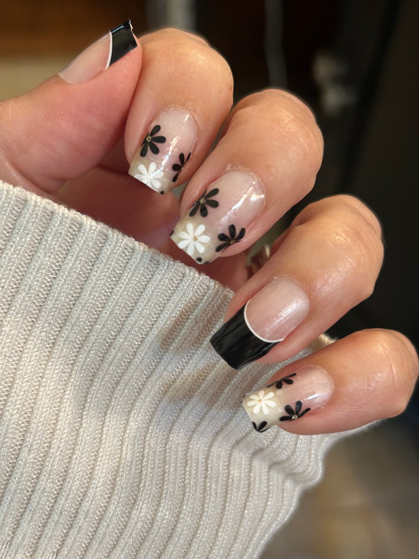 Inked Florals Partial Overlay Nail Wraps