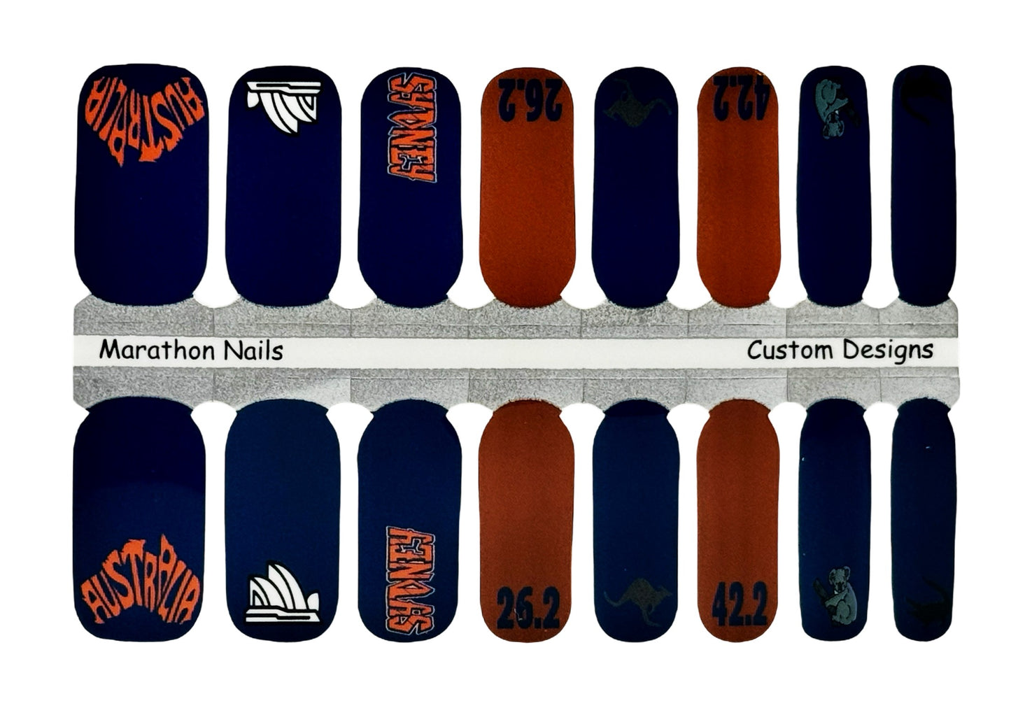 Race You To The Harbor - Syndey Marathon Race Nails - Custom Design Marathon Nails