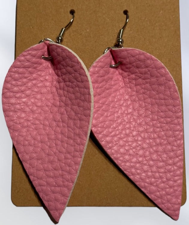 Pink Faux Leather Earrings