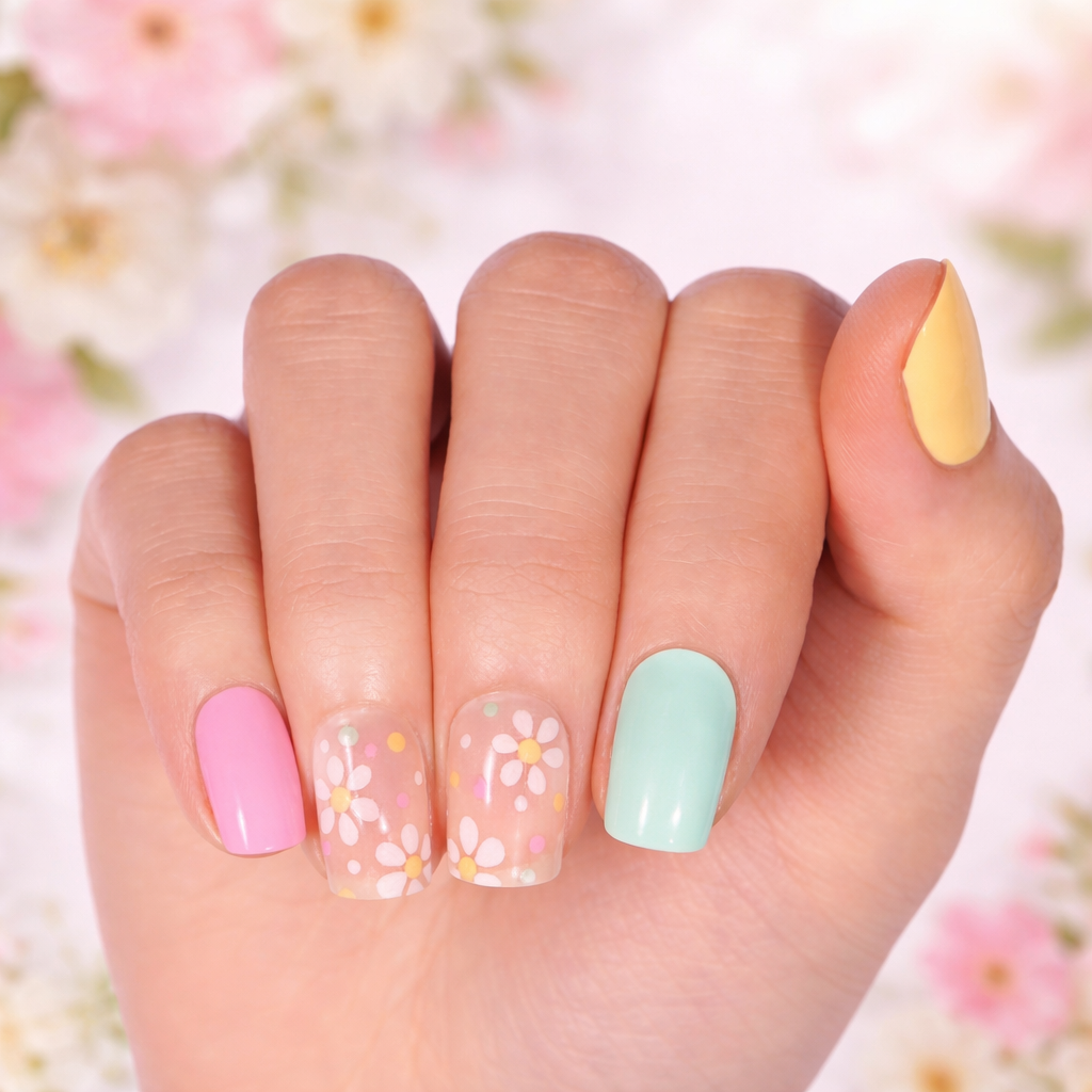 Perfectly Pastel Daisies Nail Wraps
