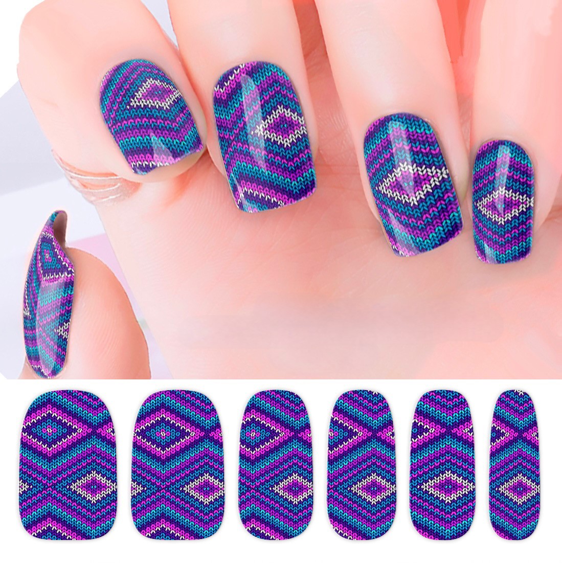 Blue Aztec Nail Wraps