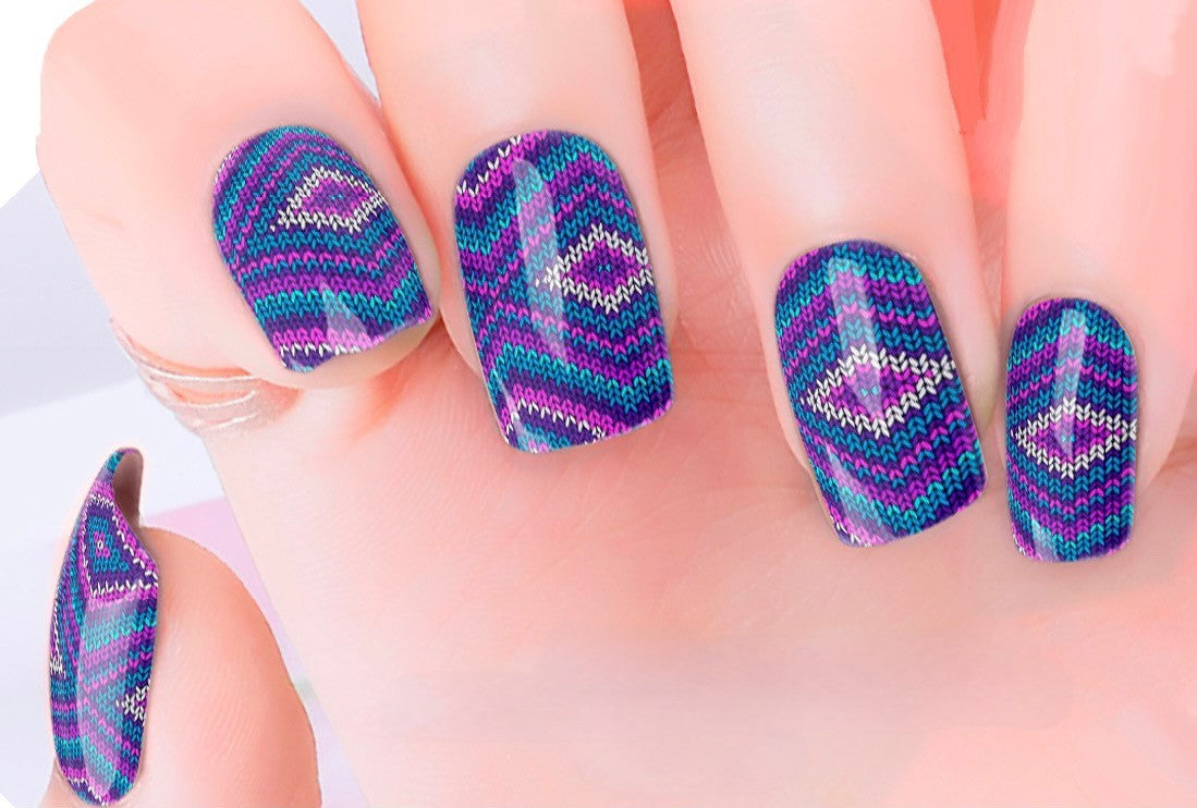 Blue Aztec Nail Wraps