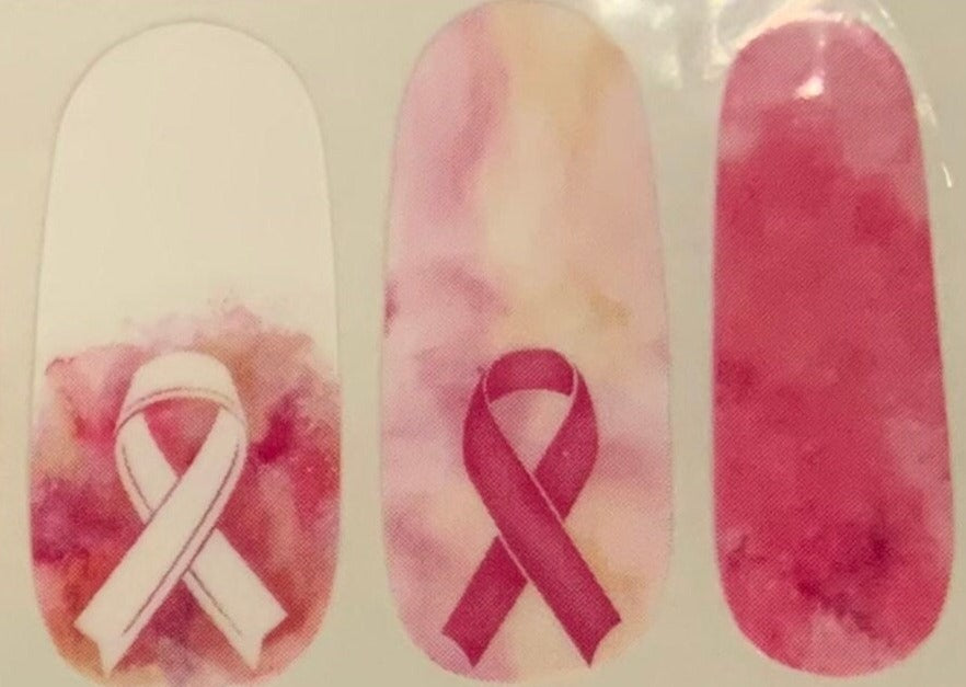 Pink Marble with Pink and White Cancer Ribbons