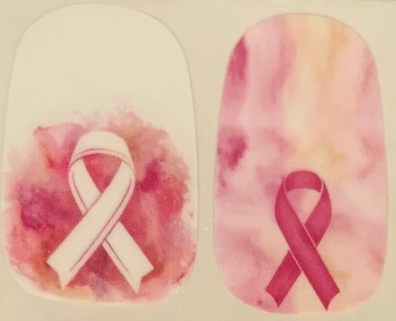 Pink Marble with Pink and White Cancer Ribbons