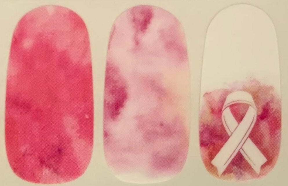 Pink Marble with Pink and White Cancer Ribbons